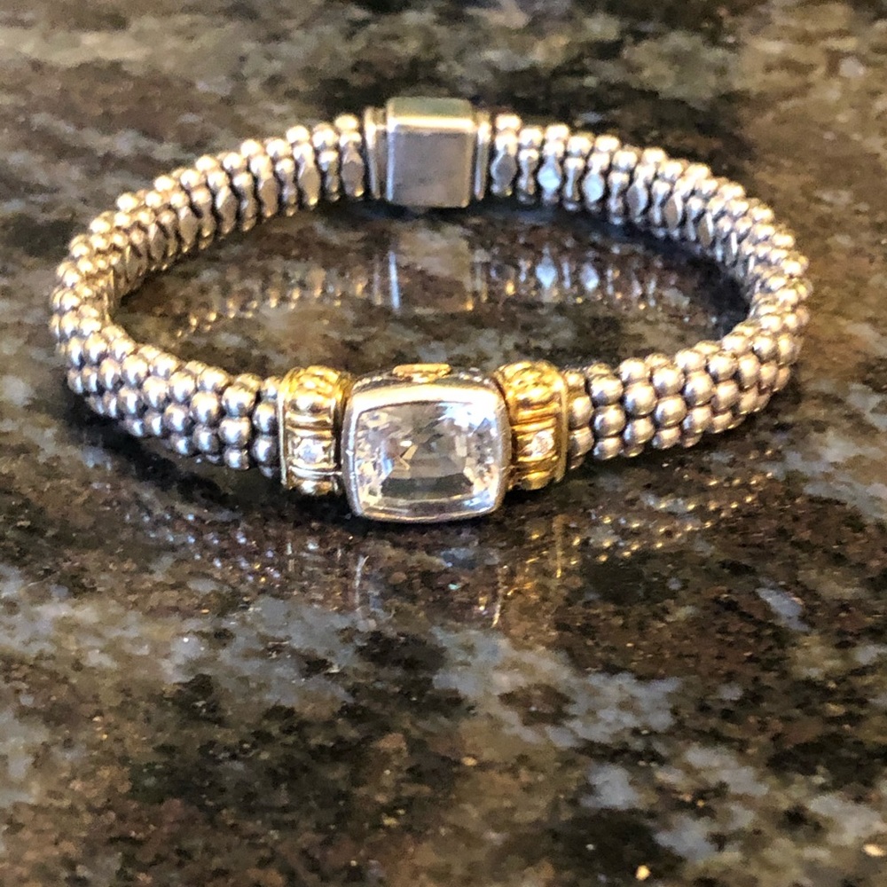 Lagos White topaz and  diamond gold bracelet